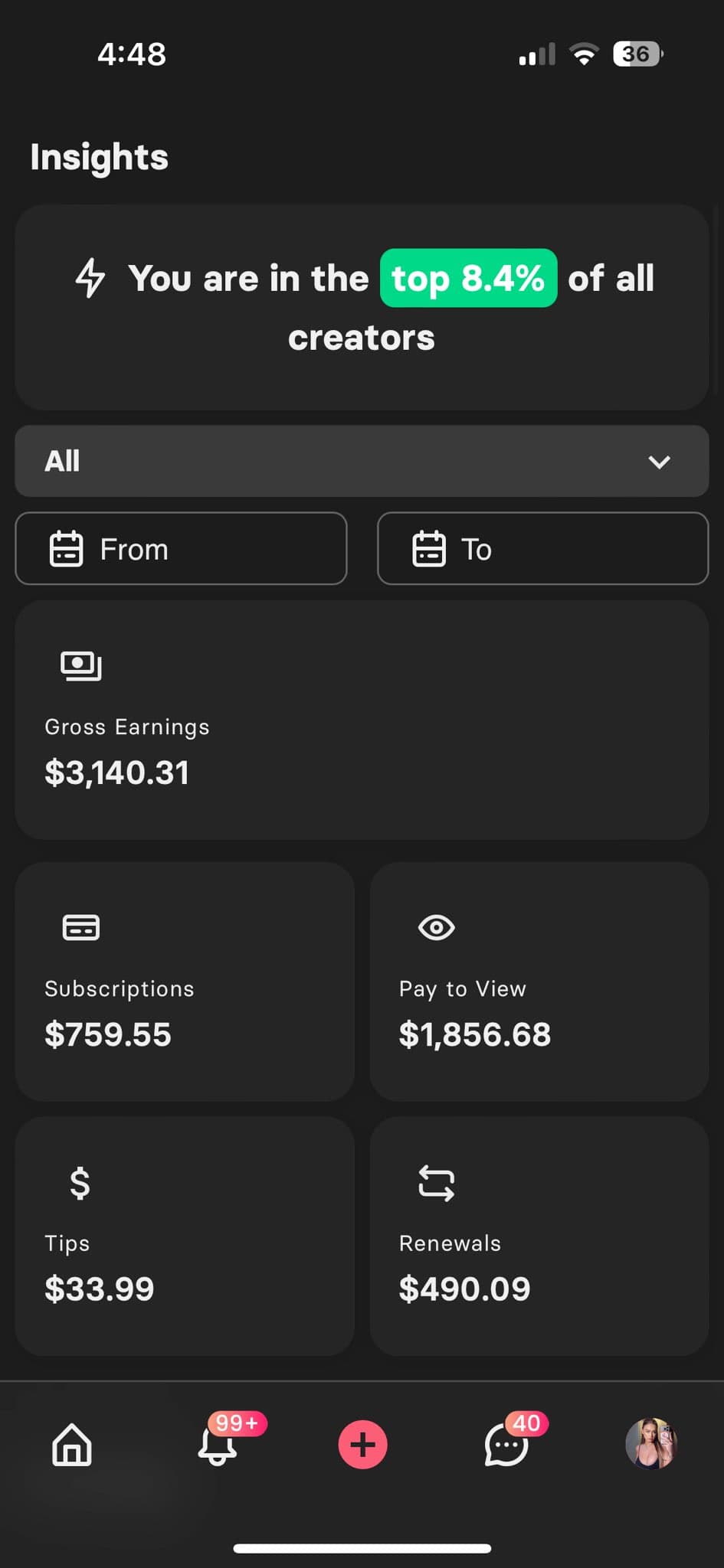 Phone screen displaying app interface